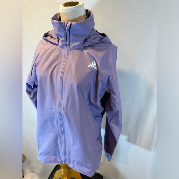 NWT! Adidas BSC 3-Stripes RAIN.RDY Jacket - Women's Size M H65760 Magic Lilac - Picture 2 of 14